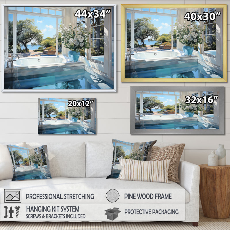 «Bathroom Tranquil Reflections III - Bath & Laundry», reproduction d'art sur toile, H 12 po x l 20 po x P 1 po, Toile tendue