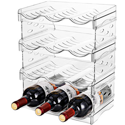 Stackable Wine Rack,Wine Bottle Holder For Inside Cabinet,For Pantry,Refrigerator,Countertop Organization-4 Tiers For 12 Bottles