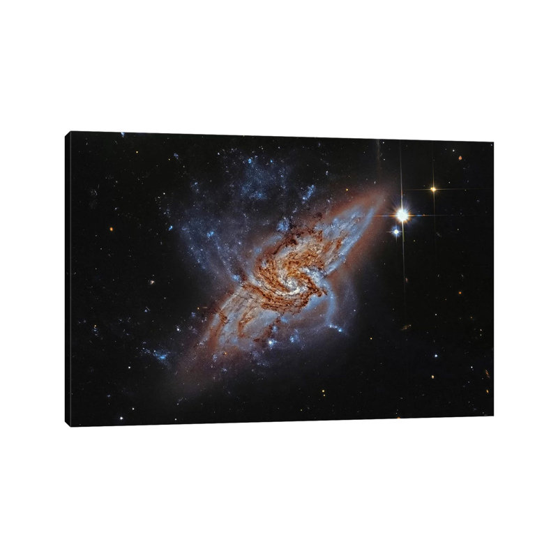 A Pair of Overlapping Spiral Galaxies (NGC 3314) 1 Piece Wrapped Canvas Wall Art, 30.48 cm H x 45.72 cm W
