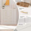 Modern 5-Drawer Dresser with Glass Top, LED Light &  Double-Sided Storage Open Shelves, Large Chest of Drawers for Bedroom, Living Room, White