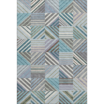 Premium Machine Washable Mayfield AMF2399 Striped Rug