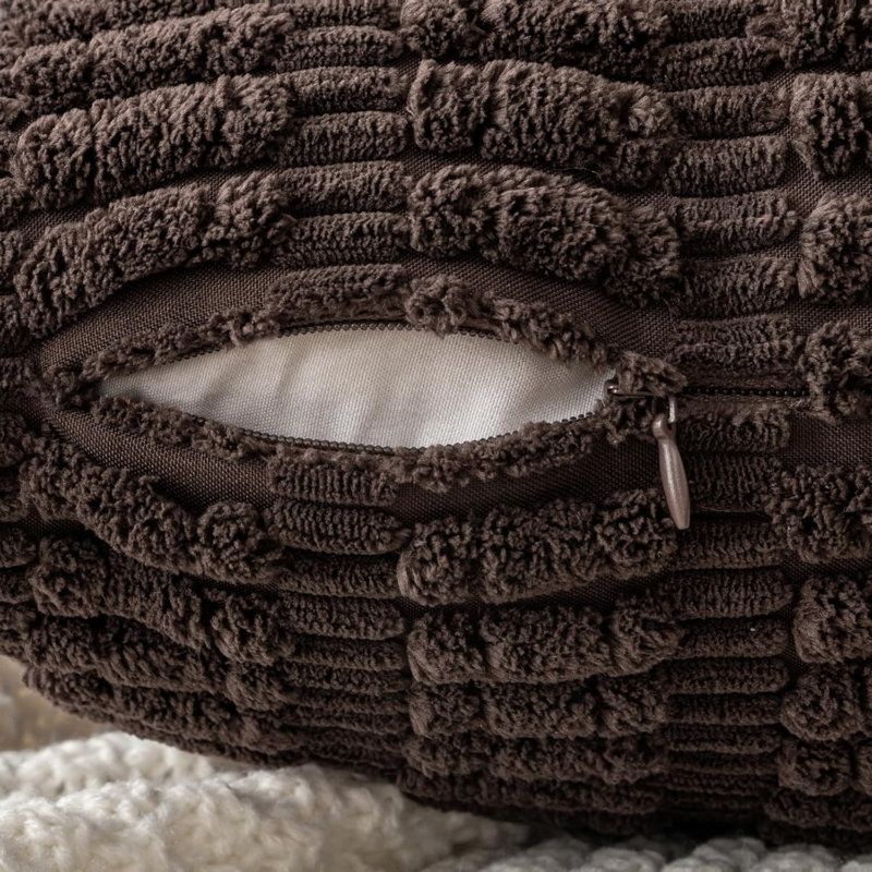 Striped Square Pillow Cover, Chocolate