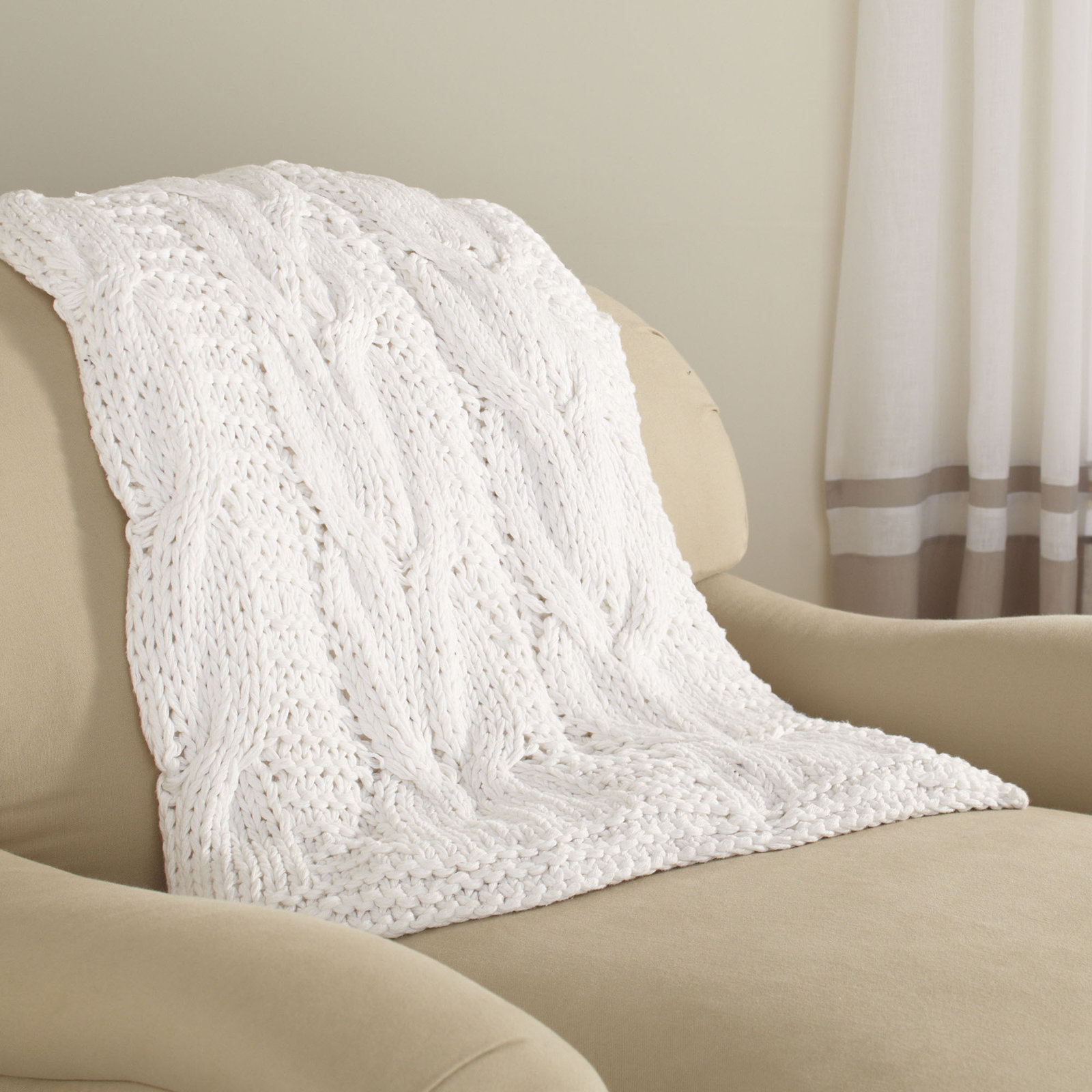Wildomar Cotton Knitted Throw Blanket, White
