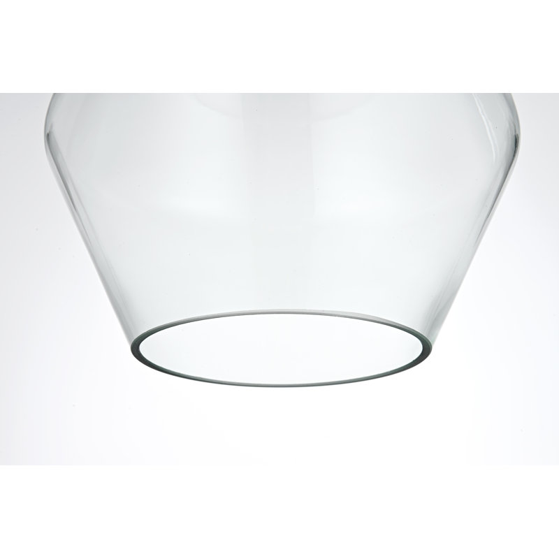 Luminaire suspendu 1 lumière Stutz, Transparent, Allongée, Doré