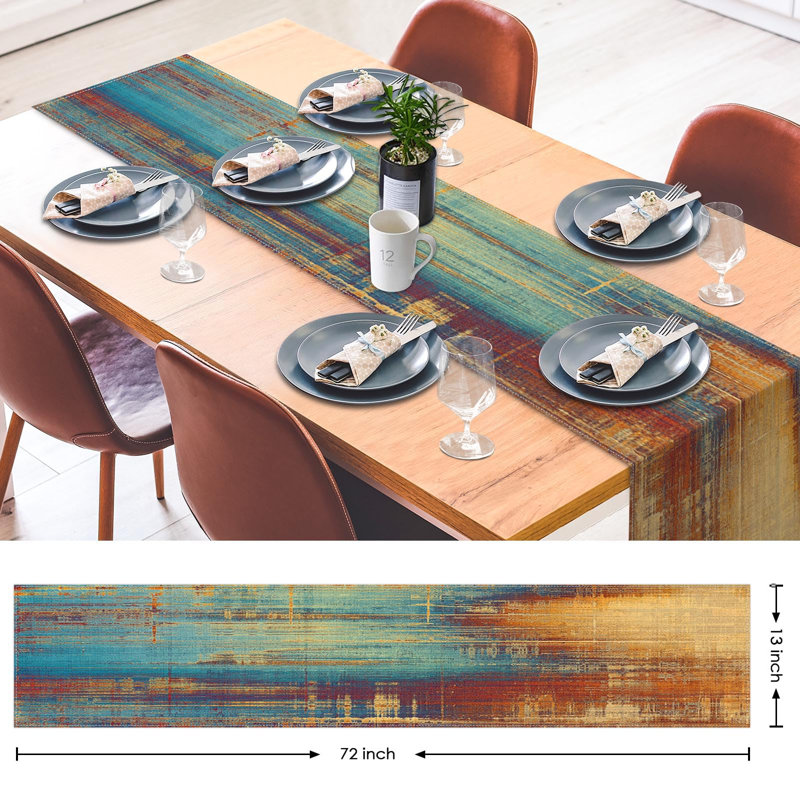 Chemin de table bleu et orange