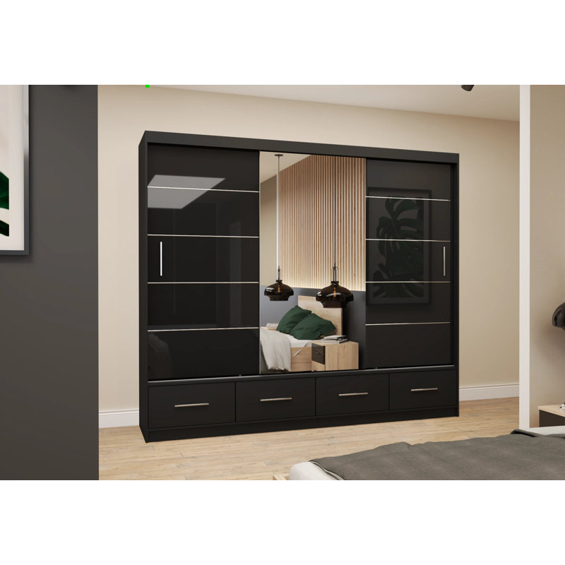 Manufactured Wood Wardrobe, Black
