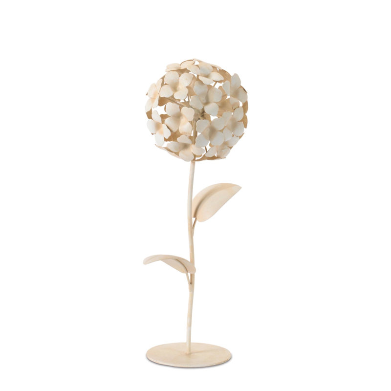 Décoration hortensia en fer sculpté H 14 po