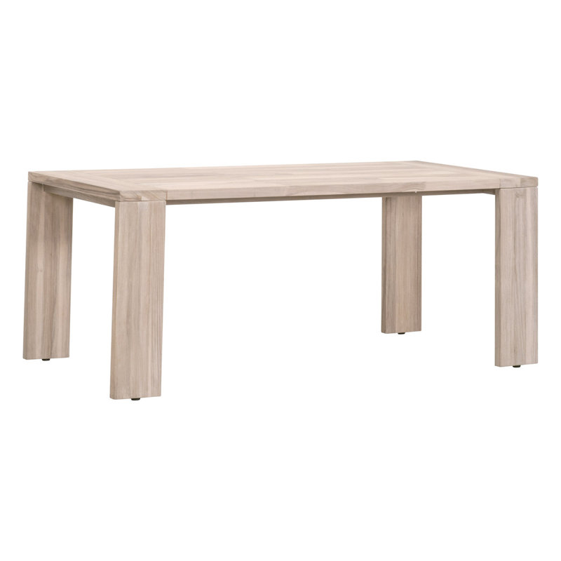 Transitional Gray Teak Solid Wood Outdoor Dining Table