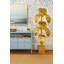 Six Drawer Console With Open Shelf In Burl Wood With Polished Brass Knobs-1940493127