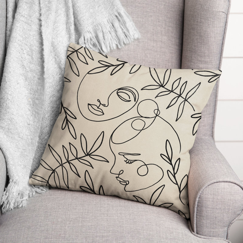 Botanical Faces Square Pillow Cover & Insert
