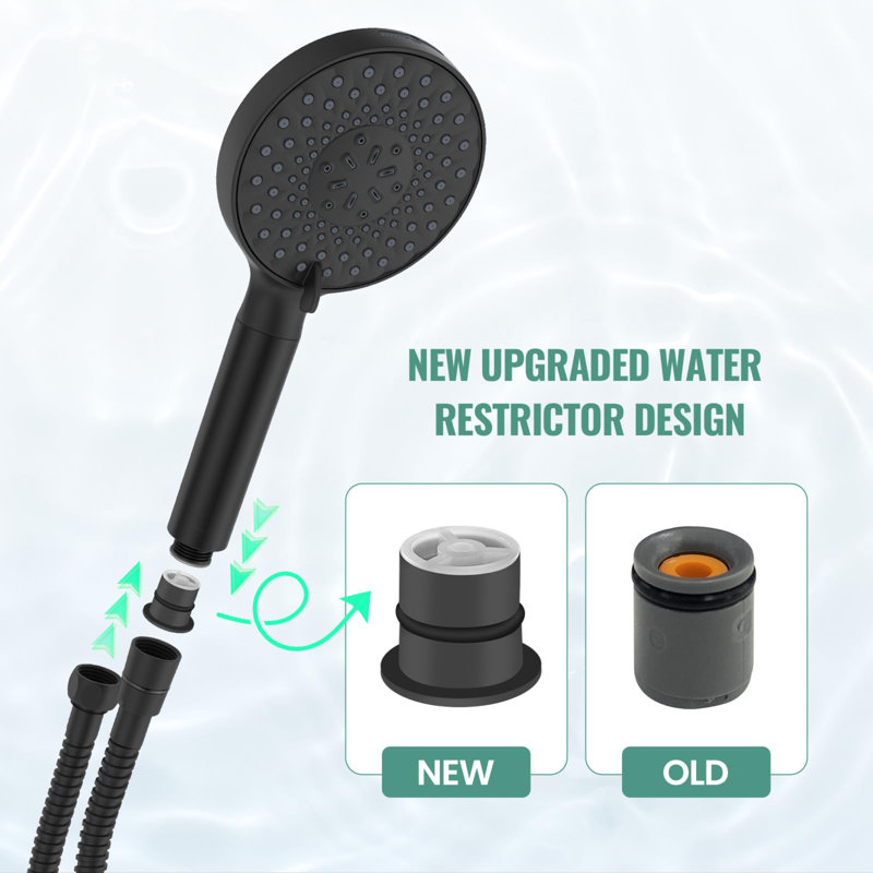 Filtered Handheld Shower Head with 9-Spray High Pressure, Detachable Design, and Hard Water Filter – Removes Chlorine & Heavy Metals
