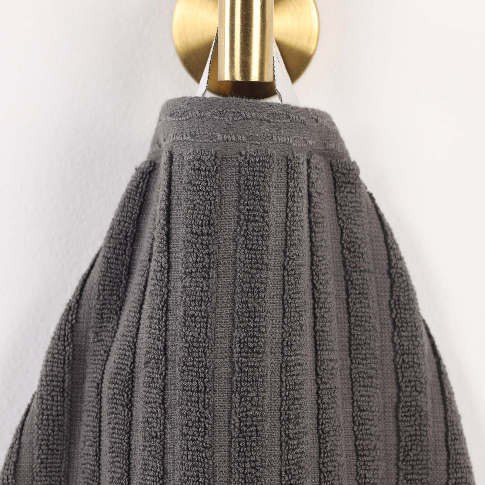 8-Piece Checkered Border Cotton Towel Set, Dark Gray, 3 Piece Towel set (1-bath, 1-hand, 1-face)