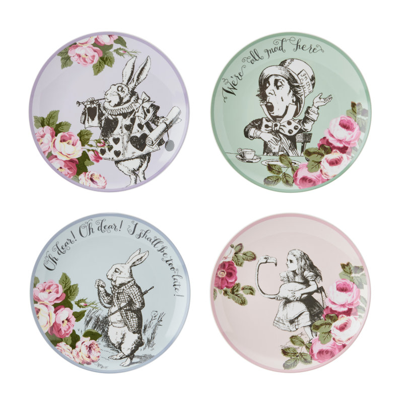 Mikasa and the V&A Alice In Wonderland Bone China Side Plates, Set of 4, 21cm