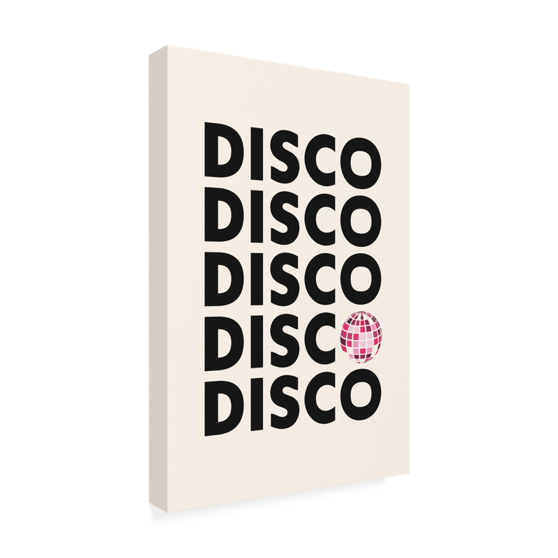 Disco, art textuel sur toile tendue, H 24 po x l 16 po x P 2 po