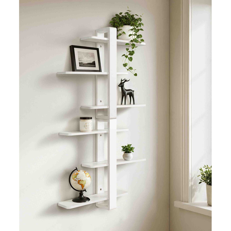 3 Piece Solid Wood Floating Shelf, White