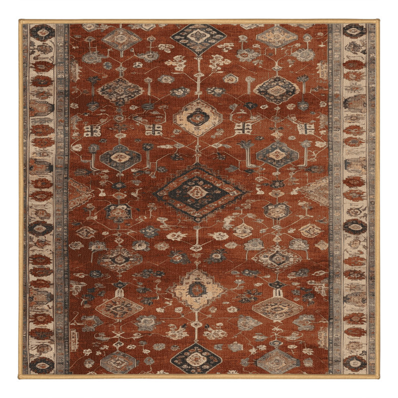 Machine Washable Persian Brown Area Rug, Square 3'