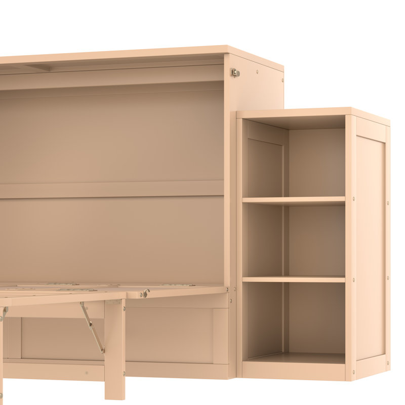Grand lit escamotable avec rangement, mélange de MDF de pin, conception moderne pour les maisons compactes