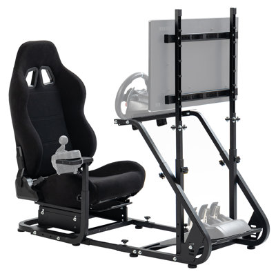 Anman Racing Simulator Cockpit Stand with Seat & TV Stand Fits Thrustmaster Logitech G923 G29 XBox, Not Include Steering wheel & Wheels & Pedals and S by Anman