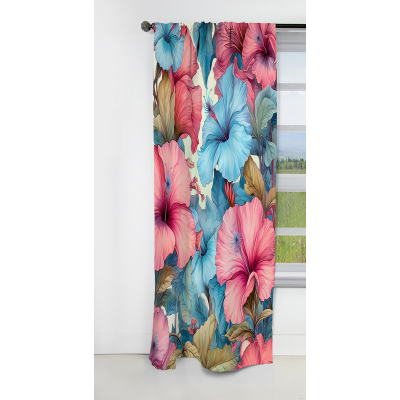Haden - Rideau Hibiscus - Rideau occultant à motif floral - 1 panneau, L 52 po x L 84 po