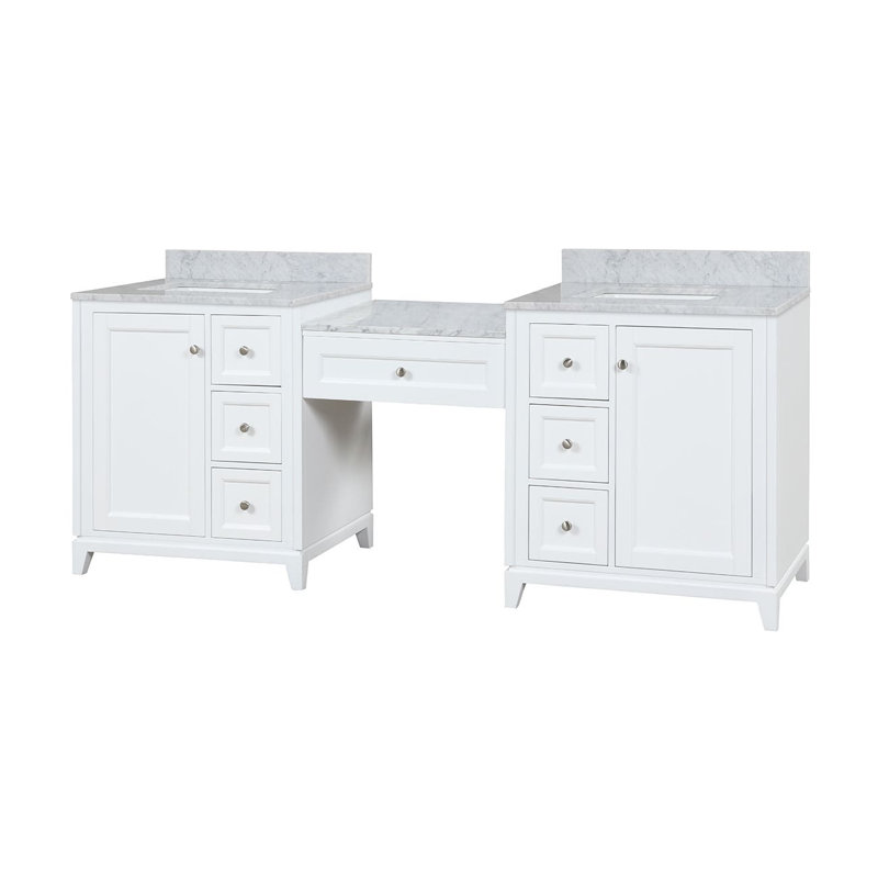 Atwell 84 Inch Modern Console Vanity 82.25;82.25'' Double Bathroom Vanity with Marble Top, White
