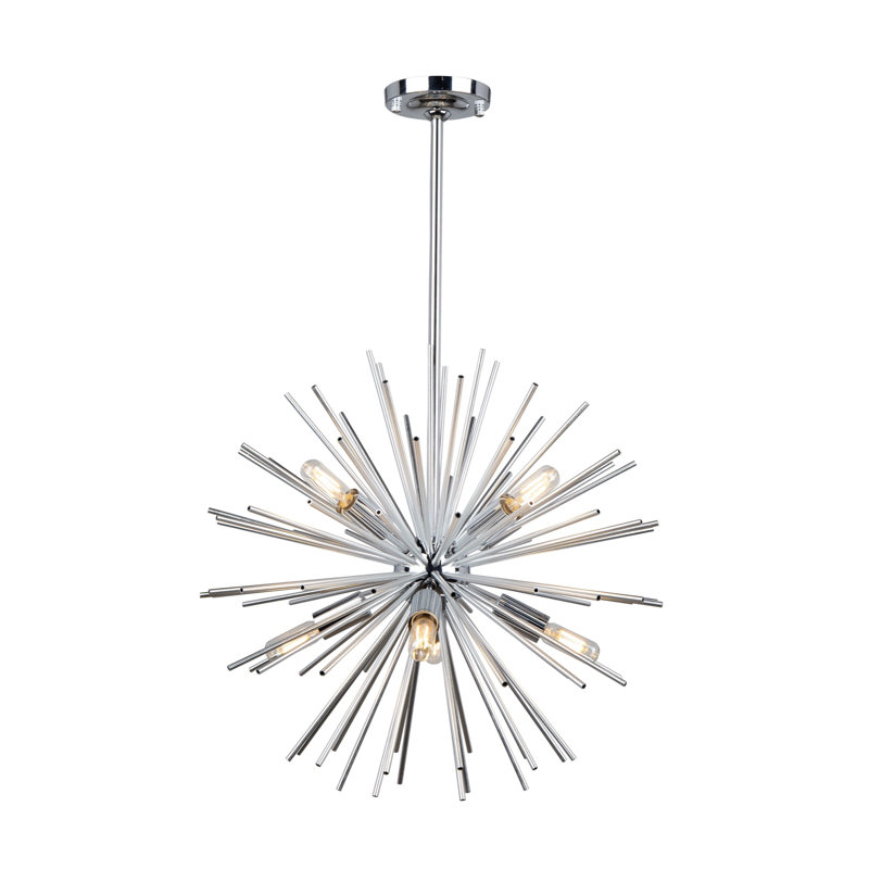 Lustre sphérique spoutnik à 8 lumières Sunburst, Chrome