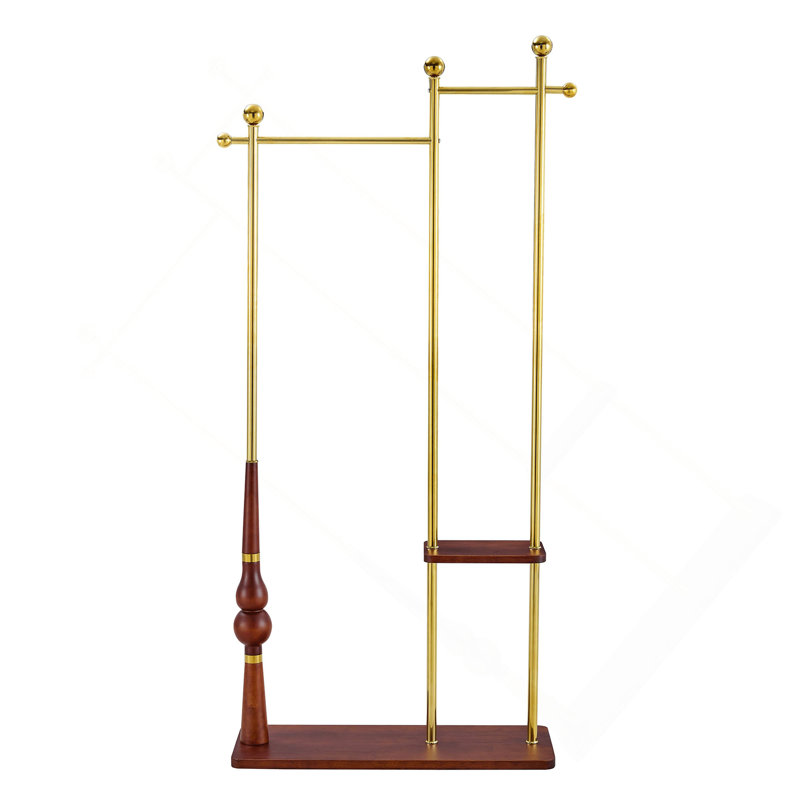 70" Tall Industrial Coat Rack For Entryway, Solid Wood & Stainless Steel Clothing Rack, Double Layer Hanger For Coats, Hats, Bags, Scarves, Shoes Storage, Vintage Wood Grain & Metal, Heavy Duty