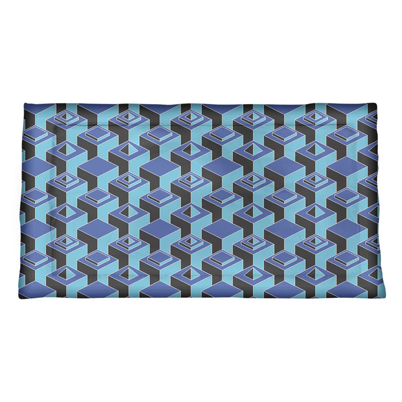 Taie décorative de coussin classique de gratte-ciels, Roi, Microfibre, Bleu/bleu sarcelle