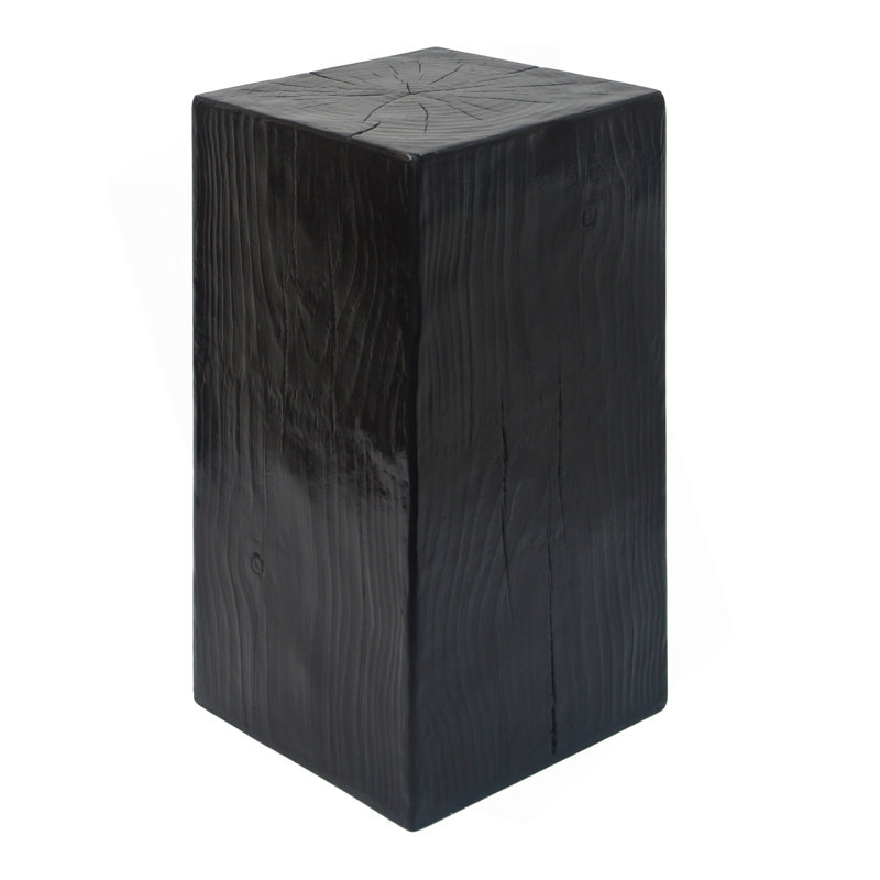 Wood-Look Square-Column MGO End Table,  H27.75",Wood-Like Distressed Finish, Mix With Different Heights, Indoor Outdoor Use