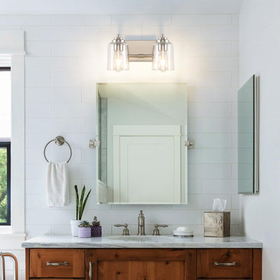 Éclairage pour meuble-lavabo à 2 lumières en nickel brossé