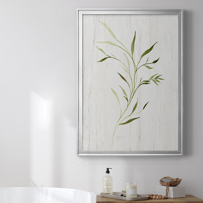 Toile encadrée de qualité supérieure Windblown Leaves II - prête à être accrochée, Argent, H 30,5 po x l 22,5 po