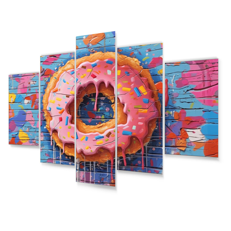 Ensemble de décorations murales bleues et roses Pop Art Donuts I - Desserts