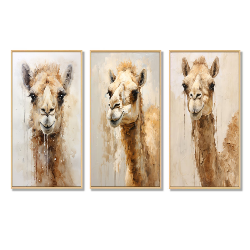 Minimalisme beige chameau, Cadre flottant brun, H 28 po x l 36 po
