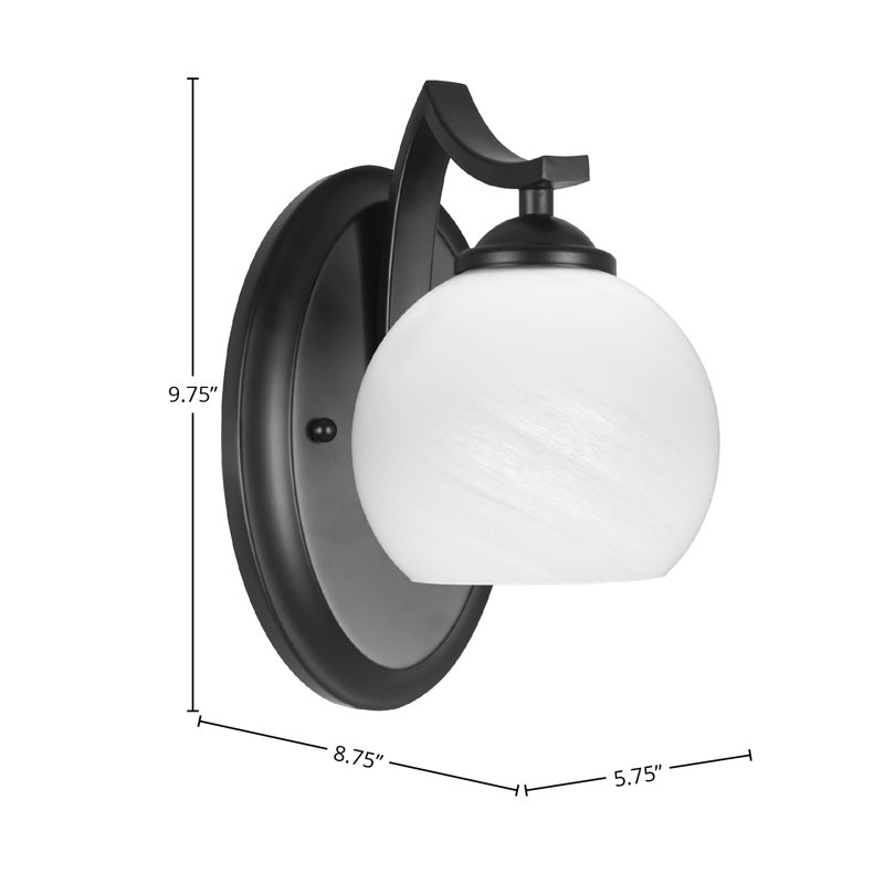 Applique murale Zilo, H 9,75 po x l 5,75 po x P 8,75 po, Blanc, Noir mat