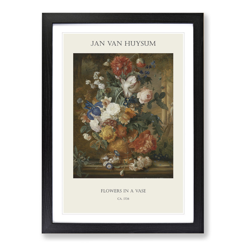 Still Life With Flowers Vol.5 by Jan Van Huysum - Single Picture Frame Print, 48cm H x 36cm W x 2cm D, Black Framed