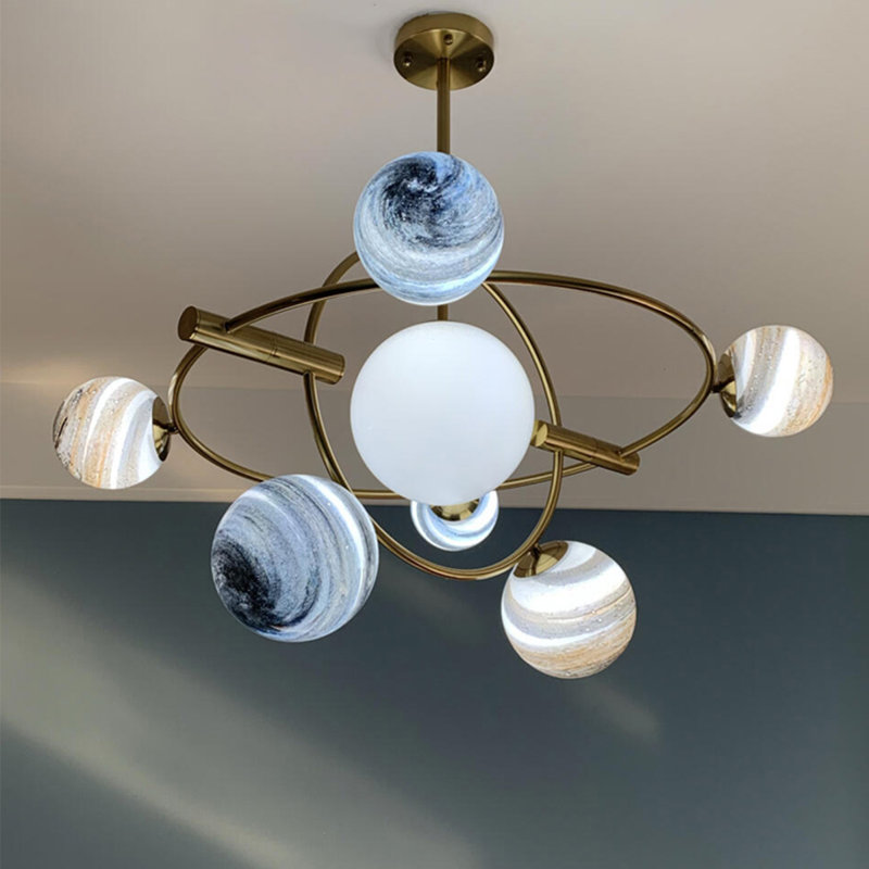 Luminaire suspendu en verre Luxury, 7, 29.53" W
