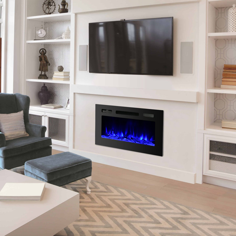 Gwawr 30'' W Black Electric Fireplace