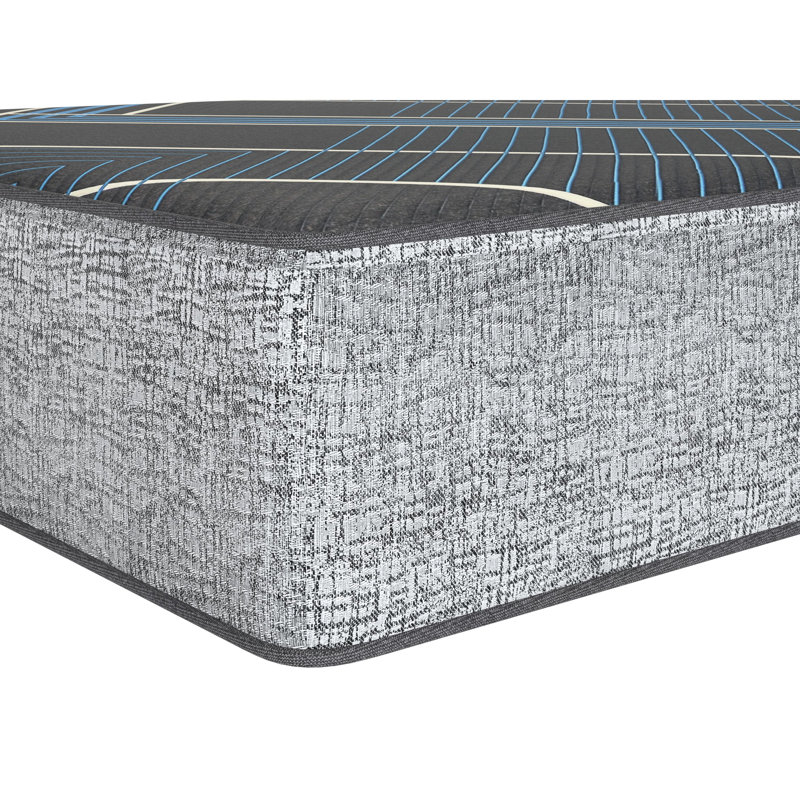 Très grand matelas de 13 pouces avec mousse viscoélastique gélifiée améliorée, support central et surface de sommeil stable, taille gris et bleu avec refroidissement double, matériau à changement de phase, troisième renforcé, mousse