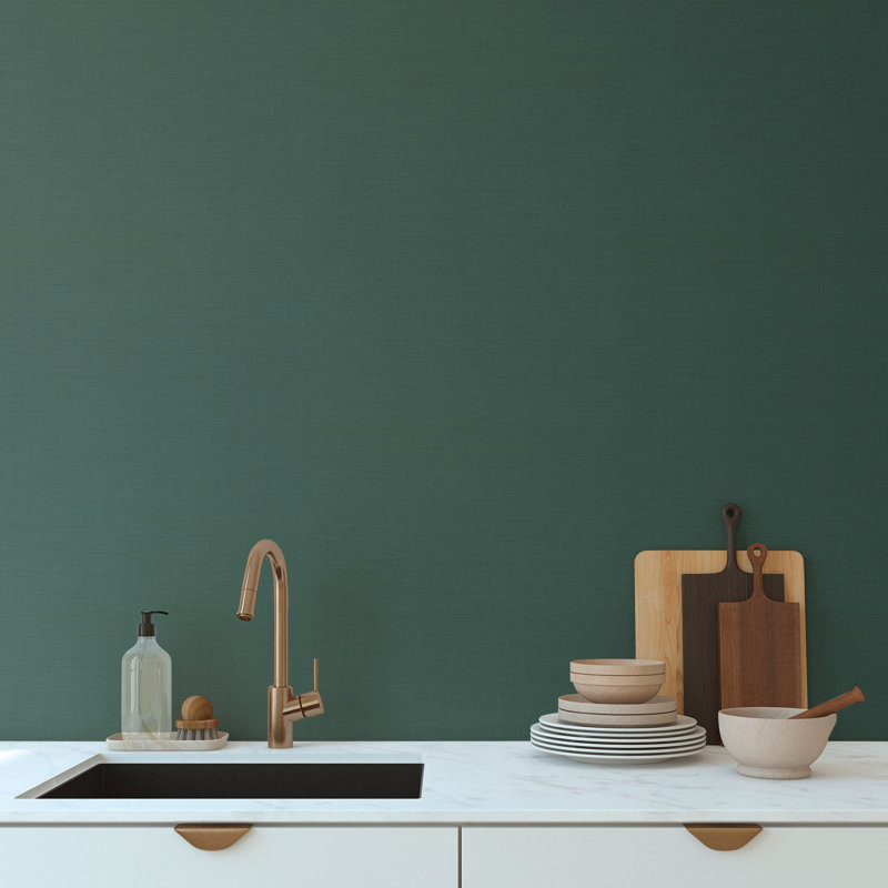 Havana 2 Collection Plain Texture Wallpaper Roll, Emerald Green