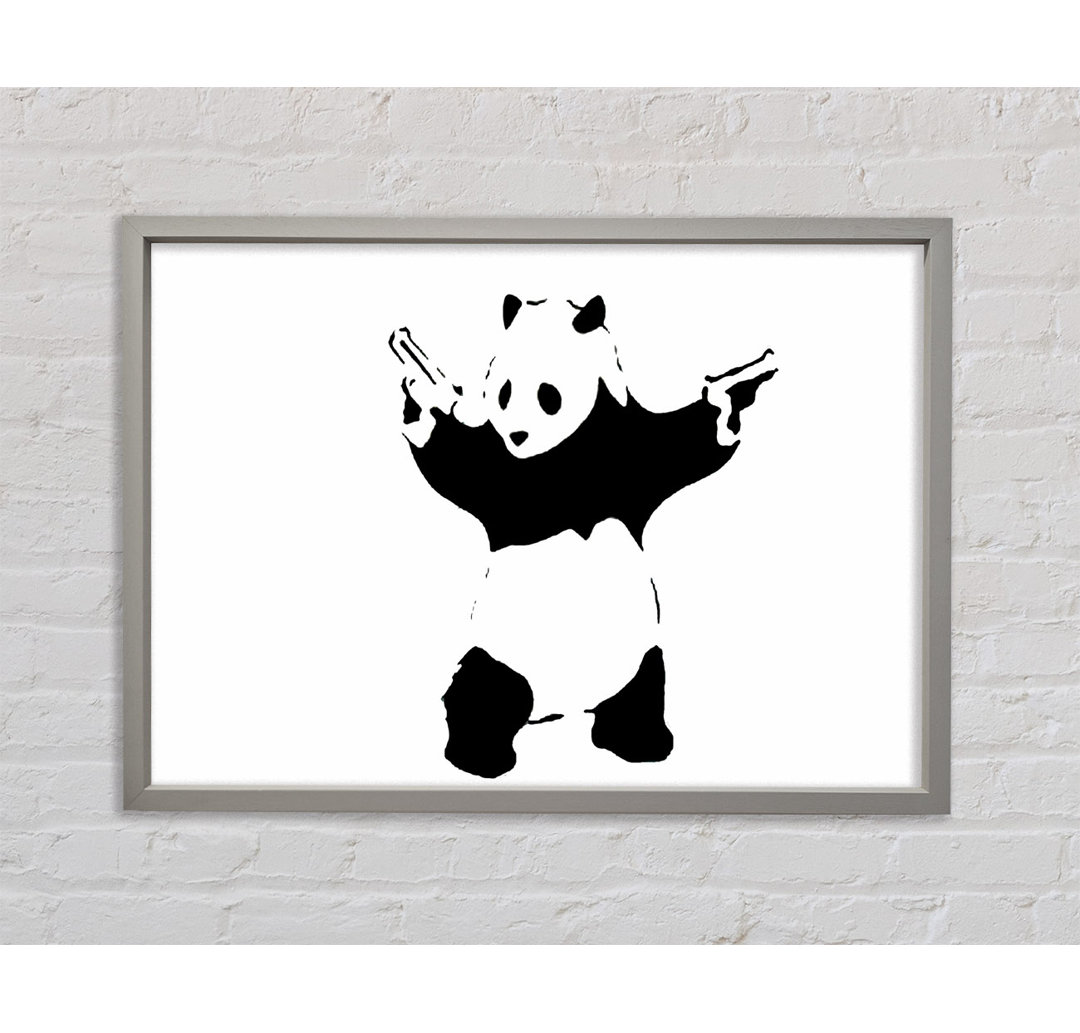 Panda Hold-Up Weiß Gerahmter Druck Wandkunst