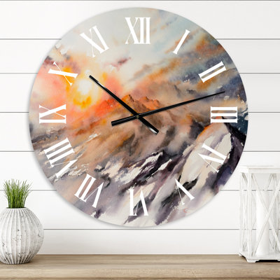 Majestic Sunset In The Mountains Landscape - Traditional wall clock
