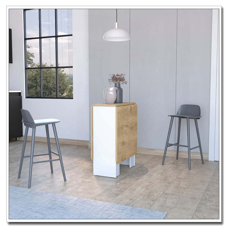 Cole White and Macadamia Folding Dining Table