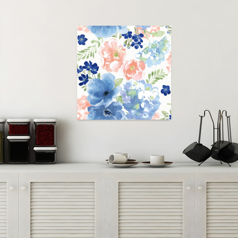 Motif botanique côtier, hortensia, art côtier, H 18 po x l 18 po