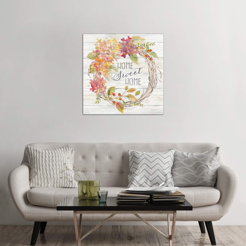 Farmhouse Hydrangea Wreath Spice I Home by Cynthia Coulter - Wrapped Canvas Print, 45.72 cm H x 45.72 cm W x 1.91 cm D