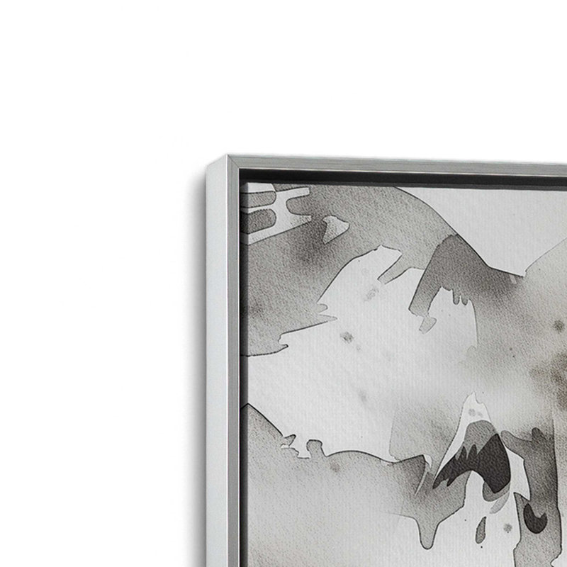 Impression abstraite monochrome sur toile II, H 24,75 po x l 24,75 po x P 1,75 po, Encadrement argenté