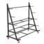 Support de rangement robuste en bois d'œuvre, tuyau en acier allié horizontal et support en bois avec roues - organisateur d'atelier de garage mobile à 5 niveaux (l 50 po x P 25,6 po x H 63 po)