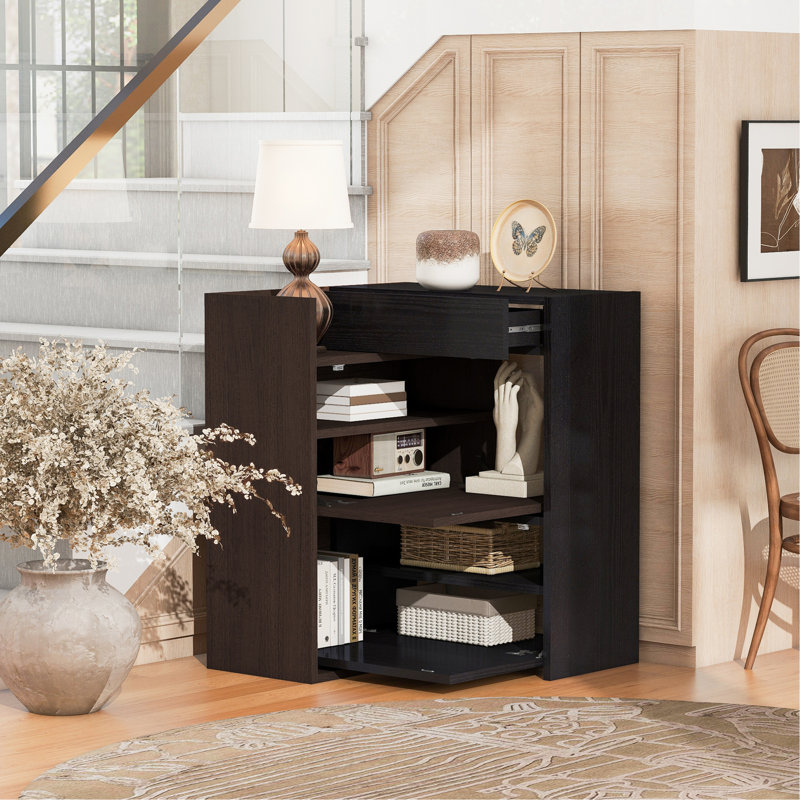 32.5''-58.8''W 40''H Multifuctional Storage Cabinet, Buffet Sideboard Cabinet With Drawer, Corner Cabinet For 44''H Window Decor, Livingroom, Hallway, Entryway, Kitchen & Office  - Black & Walnut