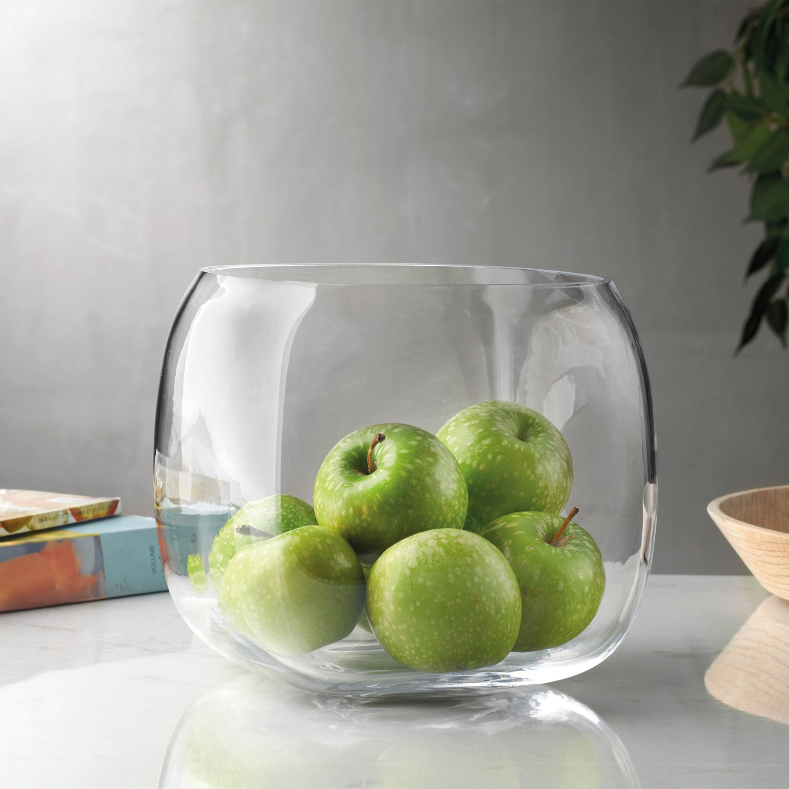 Mono Box Handmade Lead Free Crystal Table Vase, Clear, 7.76" H x 8.46" W x 8.46" D