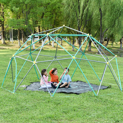 12ft Geometric Dome Climber Play Centre, Kids Climbing Dome Tower with Hammock, Rust & UV Resistant Steel Supporting 1000 LBS