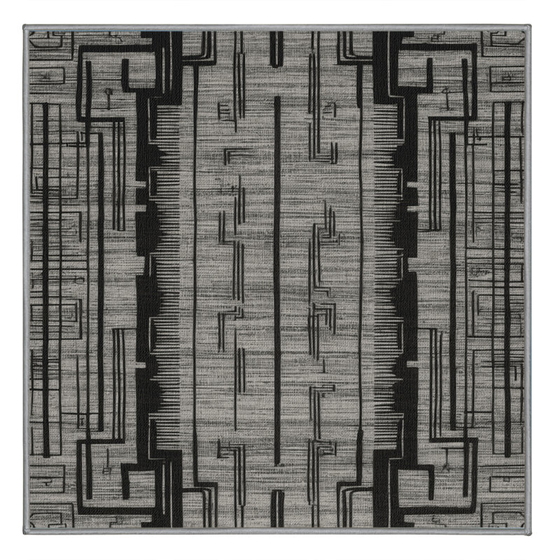 Machine Washable Space Grey Area Rug, Square 3'