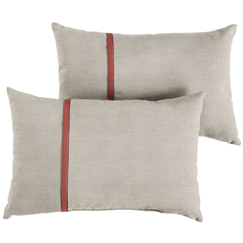 Quincy Striped Outdoor Reversible Throw Pillow, 12" x 24", Red/Silver